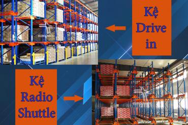 Kệ Drive in & kệ Radio Shuttle loại nào tận dụng triệt để không gian nhà kho?